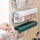 Socks Underwear Wall Mount Drawer Organizer, Switchable 6 Cell Drawer Acrylic Organizers Self-Adhesive Anti Dust Storage Boxes for Clothes Socks Lingerie Underwear Ties (Ivory white)
