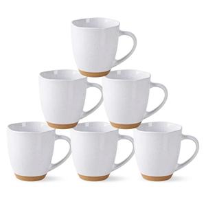 AmorArc 12oz Ceramic Coffee Mugs set of 6, Stylish Coffee Mugs with Rustic Terracotta Underside for Man, Woman, Dad, Mom, Suitable for Latte/Cappuccino/Milk/Cocoa. Dishwasher&Microwave Safe, White