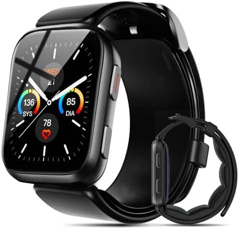 YHE Smart Watch Blood Pressure, 1.95'' Blood Pressure Watch with Air Pump Cuff, Blood Pressure Monitor for Sleep and Sports Tracking for Android iOS Supports Data Sharing, Reminder Monitoring, Black