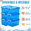 Bornerwhite 6 Pack 4 Quart Colorful Plastic Storage Bins with Lids Stackable Storage Bins with Latching Lids Handle Clear Colored Storage Organizer Bins for Home Office Pantry Containers(Purple)