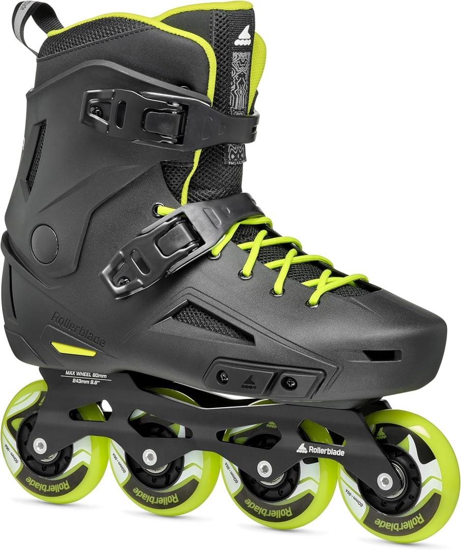 Rollerblade Lightning Men's Urban Inline Skate, Black and Lime (Size 8, Black/White)