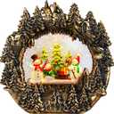 Christmas Snow Globe Lantern Water Glittering Lantern with Snowman 8 Music Songs & 6H Timer Christmas Snow Globes USB & Battery Operated for Christmas Festival Decorations Gifts (Bridge-Snowman)