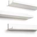 Americanflat 14" Floating Shelves for Wall - Set of 3 - Made of Engineered Wood with Lipped Ledge - Floating Wall Shelves for Bedroom, Bathroom, Kitchen, Office, and Living Room - White