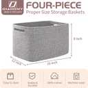 OIAHOMY 4 Pack Storage Baskets for Organizing, Cube Storage Bins for Shelves, Rectangle Storage Baskets With Handles, Woven Baskets for Storage, 16''Lx12''Wx8''H, Grey