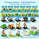 FUN LITTLE TOYS Mini Animal Building Blocks 12 Pack, No Duplicates, Individually Boxed Zoo Sets for Kids 6-12, Party Favors, Classroom Prizes, Goodie Bag Stuffers & Easter Egg Fillers