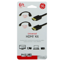 GE 33584 Universal HDMI Kit, Male, Male, 6 ft L