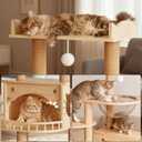 KVIDA 56.7" Solid Wood Cat Tree for Large Cats, Heavy Duty Cat Tower