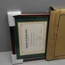 GraduationMall Double 8.5x11 Diploma Frame,Solid Wood & Tempered Glass,Cherry Finish with Gold Trim,Forest Green & Gold Mat