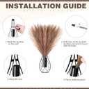Otoolling 2 Pieces Hanging Plant Wall Decor with Artificial Pampas Grass Metal Hanging Vase Modern Geometric Farmhouse Bohemian Wall Art for Living Room Bedroom Kitchen Office(Black, Brown)