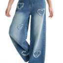 EXARUS Girls Jeans Baggy Denim Pants Wide Leg/Flare Teen Clothes Ripped | Tween Washed Trousers Casual Youth Kids Junior Preteen Preppy Back to School Bottoms Pockets Mid Rise Y2K 6-16Y (Blue)