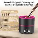 Electric Makeup Brush Cleaner Machine, 2 Speeds and Dehydration Powerful Friction Removes Residue on Makeup Brushes Set/Sponge/Powder Puffs, Efficient Cleaning, Spinning Washer Black Pink