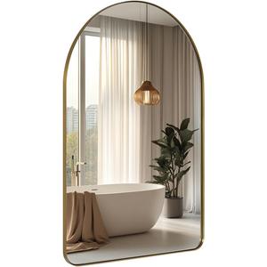 ANDY STAR Arched Mirror, 20 x 30 Inch Gold Bathroom Mirror in Stainless Steel Metal Frame, Arch Top Rounded Corner 1 Inch Deep Set Design Wall Mount Hangs Vertical