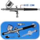 1/5HP Airbrush Kit with Compressor Gravity Dual-action Airbrush, Airbrush Holder, Cleaning brush and 6 Foot Hose for Model Painting, Hobby, Body Tottoo and Make-up