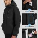 ASPO Men's Waterproof Ski Jacket Winter Warm Snow Coat Fleece lined Snowboard Hooded Mountain Windbreaker Raincoat Hiking (L)