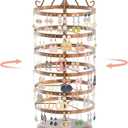 iDavosic.ly 6 Tier Metal Rotating Earring Holder Organizer, 264 Holes Large Stud Storage Display Stands Tree Rack, Adjustable Pierced Hoop Dangle Tower for Women, Bronze