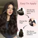 Clip in Hair Extension One Piece 160g, 20 Inch Light Brown Long Wavy Synthetic Hair with 5 Clips, Full Volume Soft Natural Look Clip in Hairpiece for Women.