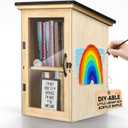 PYY Little Library Box Outdoor - Wooden Free Library Waterproof Roof Sided Acrylic Panels, 2 Layers, Outdoor Library Book Box For Community Book Sharing and Exchange, 15 * 11 * 21 Inch