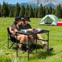 Anbte 3ft Camping Table Foldable with Storage Net, 3 Heights Max 29.5" Aluminum Camping Table with Portable Handle, Lightweight, for Travel Outdoor Beach Picnic Patio Indoor, 36" x 24", Pure Black, 36"L x 24"W x 29.5H"
