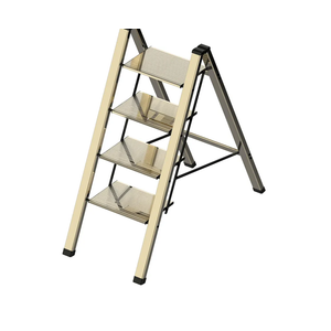 4 Step Ladder, Portable Step Folding, Lightweight Step Ladder with Anti-Slip Pedal, Aluminum Indoor Ladder and Closet, Kitchen - Champagne Gold