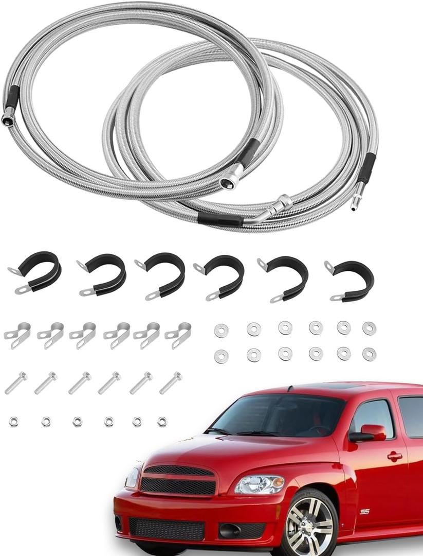 Fuel Line Kit, Compatible with 2003-2011 Chevy HHR/Chevrolet Cobalt/Pontiac G4 G5/Saturn Ion, 2.2 2.4 L, Complete Repair Lines, Quick Fix, Stainless Steel Braided Hose Gas Line Set, QFF0015SS, 819-811