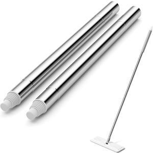 JOYMOOP Mop Handle Extension Rods, for Extending & Replacing Flat Mop, Stainless Steel Mop Handle Rods, Pack of 2 pcs Rods