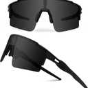 Ukoly Cycling Sunglasses for Men Women with 3 Interchangeable Lenses, Polarized Sports Sunglasses, Baseball Sunglasses (Grey-1 Lens)