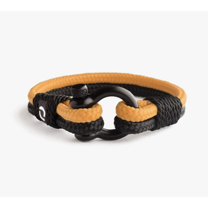 Mens Rope Bracelet - Stainless Steel Black Shackle, Extremely Durable and Scratch Resistant Waterproof Paracord, Handmade, Nautical Wristband for Men Yellow 8Inch
