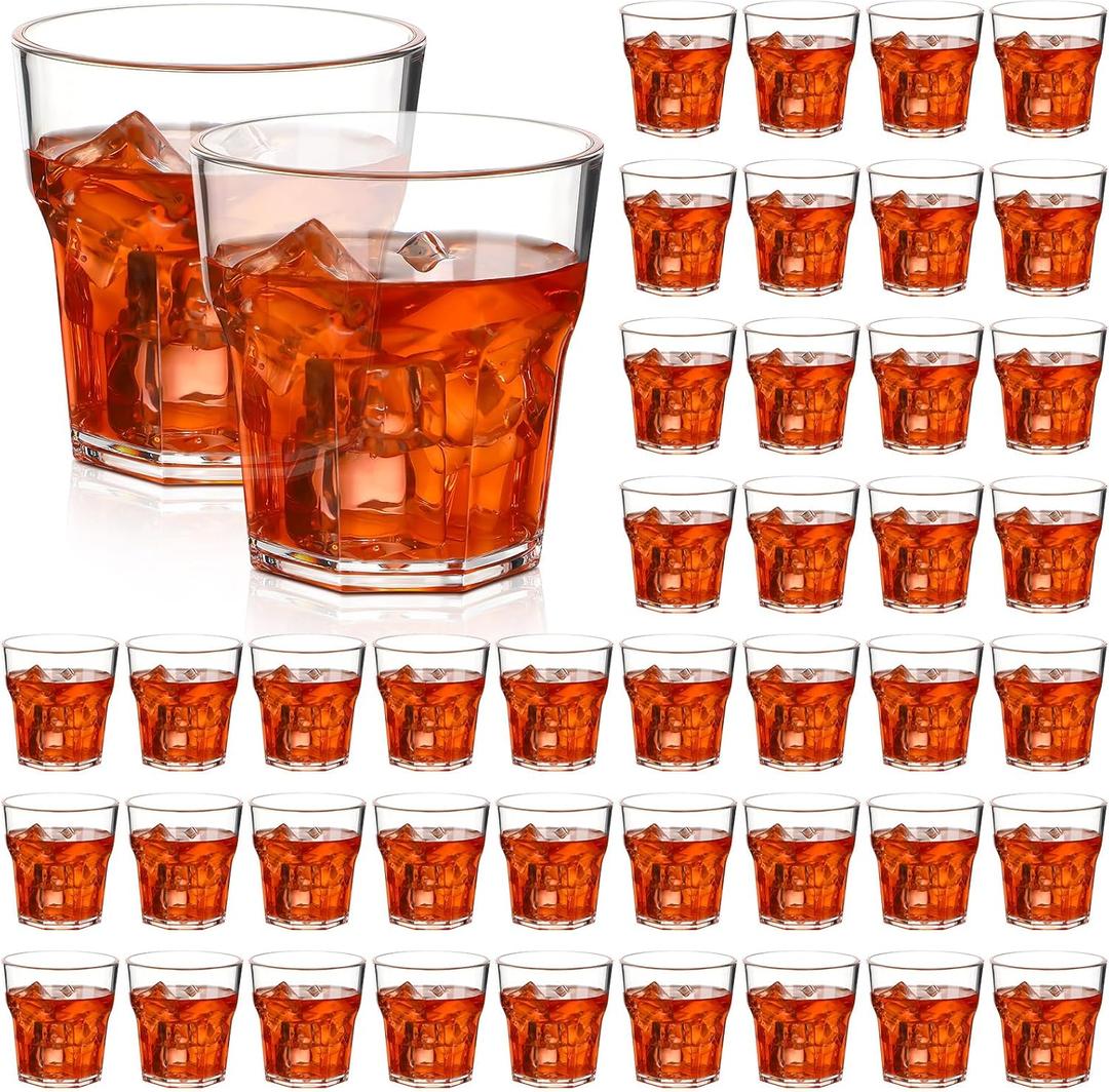Tioncy 50 Pcs Acrylic Drinking Glasses 4.5 oz Small Whiskey Glass Clear Shot Glasses Bulk Unbreakable Stackable Mixed Drinkware Mini Beer Mug for Oktoberfest Drinking Bars Wine Vodka