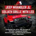 American Modified Goliath Grille w/LED Amber Lights Compatible with 2018+ Jeep Wrangler JL and 2020+ Gladiator JT Models w/o TrailCam, Matte Black