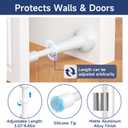 Adjustable Door Stoppers for Bottom of Door, 3.07-4.45 in Aluminum White Door Stop for Wall with Silicone Tip, Screw & Adhesive Installation