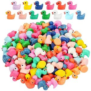 GADIEDIE130Pcs Multicolor Mini Resin Ducks,Miniature Duck Figures Landscape Decorations for Home Hide Prank Game Dollhouse Decor,Garden Aquarium Potted Ornament,School Handmade