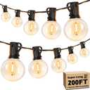 Brightever 200FT Outdoor String Lights Dimmable LED Outside Patio Lights with 100+4 Shatterproof G40 Globe Edison Bulbs, Connectable Commercial String Hanging Lights for Backyard Party Porch Garden