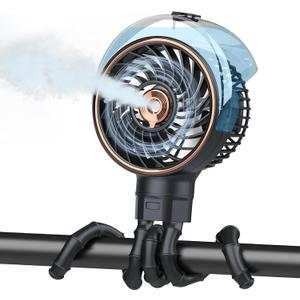 Ausic Misting Portable Stroller Fan, 100ml Mister Fan for Stroller, Safe Rechargeable Battery Baby Fans, Baby Essentials, Clip on Fans with Water Spray for Car Seat, Crib, Treadmill, Outdoor, Beach