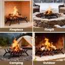 AMAGABELI GARDEN & HOME Fireplace Grate 30 inch Fire Pit Grate Fire Place Log Holder Wrought Iron Heavy Duty Solid Steel Indoor Outdoor Camping Hearth Firepit Firewood Wood Burning Rack Stove