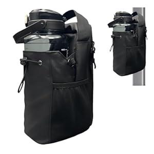 Upgraded Magnetic Gym Bag Hold Up to 64 Oz Bottle (5 Kg) Sling Bag with Strong Magnetic Attachment Water Bottle Holder with Pockets & Shoulder Strap - Black