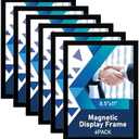 AceShow Magnetic Sign Holder - 8.5×11" Wall Mounted Self-Adhesive Magnetic Paper Holder,Transparent Wall Display Frame with Black Edge,Suitable for Office, Store, Mall, Home (Pack of 6)