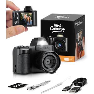 Mini Digital Camera, 1080P Portable Camera for Photography with 8GB SD Card, Key Card Clip Chain for Teenagers, Adult Beginners
