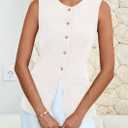 PRETTYGARDEN Blazer Vest Tops for Women Sleeveless Button Down Business Casual Outfits Work Suit Vests Waistcoat (White, S)