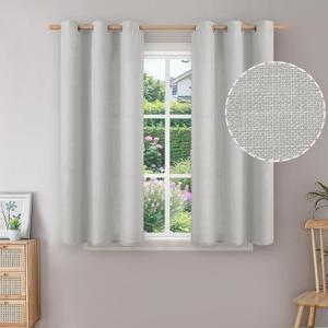 BGment Curtains 45 Inch Length 2 Panels Set for Bedroom, Grommet Thick Linen Look Burlap Textured Light Filtering Privacy Window Drapes for Farmhouse Living Room, 42 x 45 Inch, Light Grey