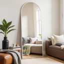 Rowjut Floor Mirror Arched Mirror Full Length 56"X20"Full Length Mirror can be Free Standing or Hanging on The Wall Used in Living Room Entrance Hall Corridor Room Bathroom etc White