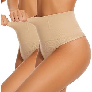 AliyaFeng Thong Shapewear for Women Tummy Control Butt Lifter Thongs Underwear Seamless Body Shaper Panty, XL, 2 Packs