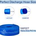 2" x 100FT Pool Backwash Hose, Heavy-Duty Pool Hose, Lay Flat Discharge Hose, Durable Burst Resistant, Pool Filter Pump Water Drainage, Sump Pump Discharge, with 2 Clamps