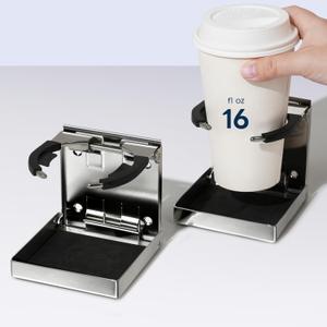 Boat Cup Holders 2 Pack,Stainless Steel Foldable Wall Mounted Holder for Cup Bottle Beverage,Folding Drink Holders for Marine Boat,Pontoon Boat,Truck,RV,Yacht