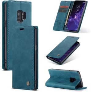 UEEBAI Wallet Case for Samsung Galaxy S9, Premium PU Leather Case Vintage Matte Wallet Flip Cover [Card Slots] [Magnetic Closure] Stand Function Folio Shockproof Full Protection for Galaxy S9 - Blue