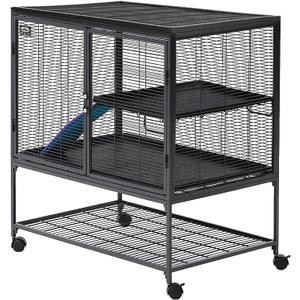 Critter Nation by MidWest Homes for Pets Single Unit Small Animal Cage, Habitat for Rats, Chinchillas, Ferrets, Sugar Gliders, Tool-Free Assembly, with Full-Width Doors, Shelf and Removable Base Pan