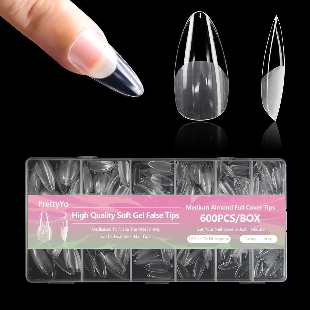Medium Almond Gel Nail Tips 600Pcs Half Matted Clear Fake Nail Tips Almond Shape 12 Sizes Full Cover Acrylic Press On Soft False Nails Gel x Nail Press Ons for DIY at Home Medium Almond Gel Nail Tips 600Pcs Half Matted Clear Fake Nail Tips Almond Shape 12 Sizes Full Cover Acrylic Press On Soft False Nails Gel x Nail Press Ons for DIY at Home