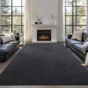 Large Modern Area Rugs for Living Room Bedroom, 9x12 Feet Dark Grey Ultra Soft Thickened Memory-Foam Indoor Rug, Comfy Aesthetic Solid Minimalist Carpets for Girls Boys Nursery Dorm Home Decor