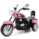 Costway 6V Kids Ride on Chopper Motorcycle 3 Wheel Trike with Headlight and Horn Pink