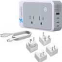 Mapambo 220V to 110V Converter, Voltage Converter US to Europe for Curling Irons and Hair Straighteners, Power Converter Adapter Combo US/UK/AU/IT/EU Universal Plug Adapter (1USB A +3TYPE C)