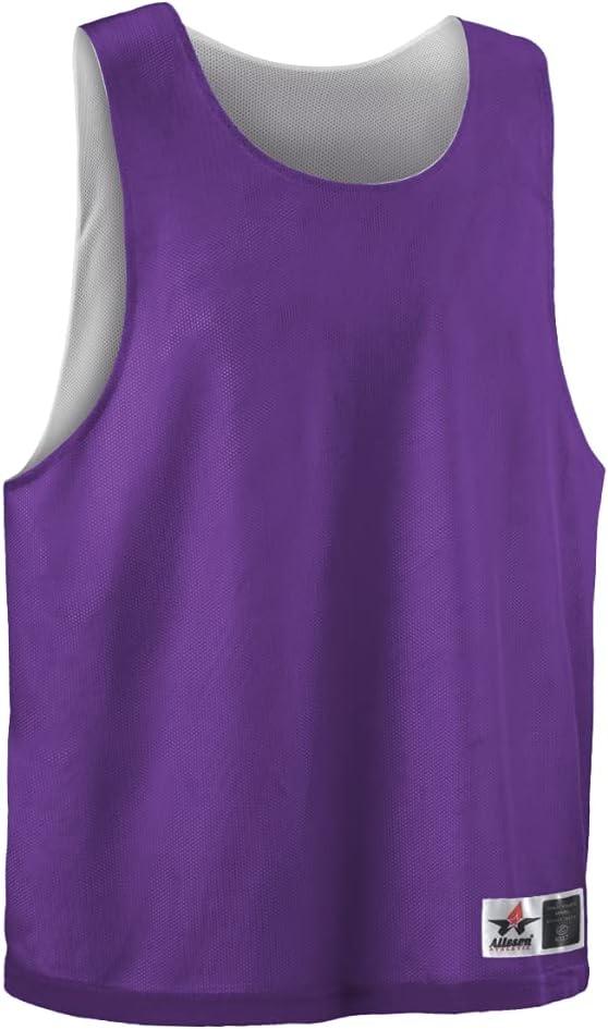 Alleson Athletic Women's Lacrosse Reversible Pinnie (Large-X-Large, Purple/White)